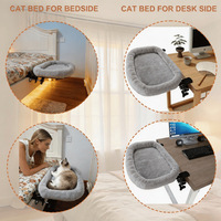 Hamac de lit pour chat en peluche, table pliante avec deux clips pour accrocher près du lit - Conception à double usage