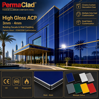 Panneau composite en aluminium bleu profond brillant ACP, feuille de 3 mm 4 mm, PVDF, ignifuge B1, résistant, luxe, pour revêtement de façade d'hôtel