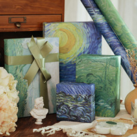 Kertas Pembungkus PE Berlapis Lukisan Minyak Van Gogh Ramah Lingkungan Seni Vintage Dekorasi Hadiah untuk Kotak Hadiah & Sampul Buku DIY