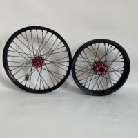 Jeu de roues robustes à rayons droits noirs 19x1.4 avec moyeu avant rouge et nipples rouges pour Surron Light Bee - Pièces de motocross