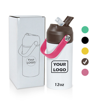 Nouveauté 2024 - Bouteille d'eau sport pour enfants en acier inoxydable à double paroi isolée de 12 oz avec couvercle rabattable