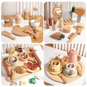 Ensemble de thé de cuisine en bois pour bébé poupée | pour poupées et animaux en peluche de 3 ans et plus avec un sac en coton pour le <span class=keywords><strong>rangement</strong></span> - Product Image 2