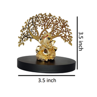 Sculpture d'Idole de Ganesha Arbre Doré Premium, Faite à la Main en Acier Inoxydable, pour Mariage, Temple, Espace de Méditation, Décoration Vastu