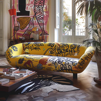 Canapé en tissu moderne avec graffitis, imprimé coloré, rembourré, pour salon, meubles de luxe pour appartement design