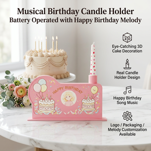 Nouveau Porte-bougie d'anniversaire musical en plastique ABS rechargeable et réutilisable pour plusieurs occasions et décorations de fête - Product Image 3