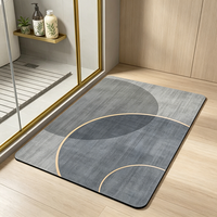 Tapis de sol de salle de bain en diatomite, séchage rapide, absorbant, antidérapant, tapis de bain géométrique, tapis de porte de douche