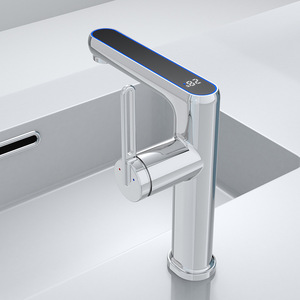 Robinet de lavabo en cuivre avec affichage numérique, mitigeur monotrou à valve de 35 mm pour lavabo de salle de bain - Product Image 1