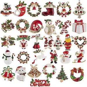 الفاخرة رائعة عيد الميلاد بروش دبوس ثلج سانتا كلوز التمهيد الطوق خاتم هدايا مجوهرات أنيقة عيد الميلاد الديكور دبابيس