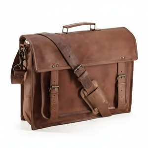 <b>Handmade</b> Vintage Genuine <b>Leather</b> Fashion Multifunction Messenger <b>Bag</b> Waterproof Unisex Laptop Briefcase Zipper Geometric - Product Image 1