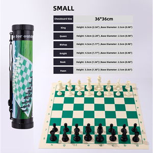 Set di tappetini da scacchi Staunton da torneo pieghevole portatile con custodia da viaggio per le partite di scacchi - Product Image 6