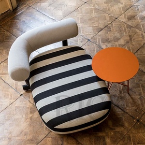 Petite chaise nordique pour salon, meuble d'intérieur français à rayures noires et blanches, petite chaise de salon, design moderne - Product Image 4