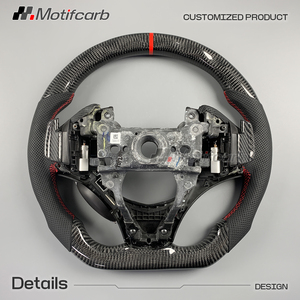 Volant personnalisé en fibre de carbone véritable avec poignées en cuir perforé noir pour Acura TLX MDX A-Spec PMC 2015-2020 - Product Image 5