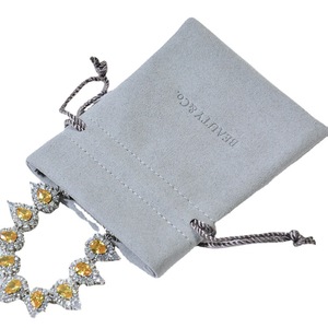 Petites pochettes à bijoux en microfibre faites à la main, en daim, en velours, sacs à cordon personnalisés pour bijoux, sacs d'emballage cadeau avec logo - Product Image 4