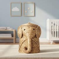 Panier de rangement en rotin plastique en forme d'animal avec couvercle, étagère décorative, panier de décoration peint à la main, panier cadeau