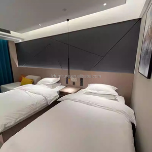 Minimalist 3 Star Hotel Room Furniture Set Double Single Bed with Nightstands Headboard <b>Sofa</b> TV Cabinet <b>Side</b> <b>Table</b> & Wardrobe - Product Image 3