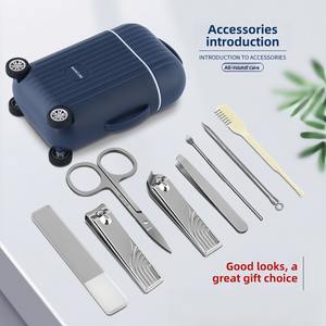 Vente en gros de 8 pièces en acier inoxydable ensemble de manucure et de pédicure mini <span class=keywords><strong>valise</strong></span> à bagages outil coupe-ongles - Product Image 2