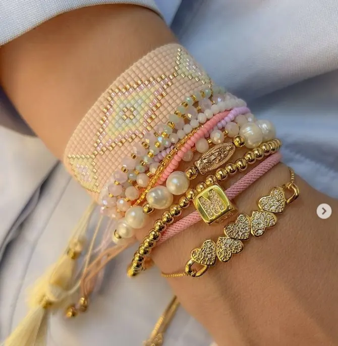 Wholesale handmade beads Heart zircon star shaped bracelets for Girls Boho miyuki Bracelet Set For Women