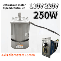 Motorreductor de CA de 15 mm, 220/110 V, 250 W, con eje óptico y controlador de velocidad, venta al por mayor
