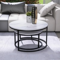 <strong>Best</strong> <strong>Selling</strong> Wrought Iron Nesting Center Table Modern Round Wood Marble Top Tea Table Beside Tv Stands and Coffee Table