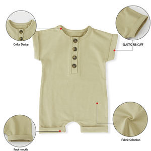 Ropa de Verano al por Mayor para Bebés y Niños Pequeños, Mameluco de Algodón de Color Sólido para Recién Nacidos - Product Image 6