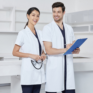 Camici bianchi professionali ospedalieri <span class=keywords><strong>medici</strong></span> e farmacisti uniformi cappotti <span class=keywords><strong>medici</strong></span> manica corta lunga camici da laboratorio donna resistenti - Product Image 3