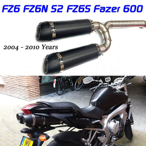 Collecteur d'échappement en fibre de carbone pour moto, tuyau intermédiaire, système complet, glisse-sur pour Yamaha FZ-6N FZ-6S FZ6 FZ6S <span class=keywords><strong>FZ6N</strong></span> - Product Image 5