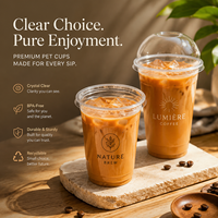 Gobelets jetables en PET avec couvercles 16oz pour café glacé, bubble tea, boba, boissons froides à emporter, café, restaurant