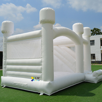 Château gonflable de fête de mariage videur blanc maison de rebond gonflable combo avec toboggan