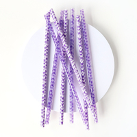 Pailles à boire réutilisables de 12 pouces, imprimées d'un nœud violet, fabriquées en PP, écologiques et sans BPA, parfaites pour les fêtes