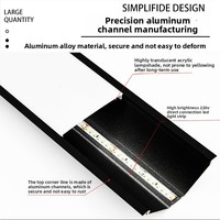 Plafonnier linéaire encastré en alliage d'aluminium, design triangulaire, indice de protection IP65, angle de faisceau de 100°, couleurs blanc/noir/or