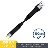Câble de données portable ultra-court USB-A vers Type-C PD à charge rapide, transmission USB 3.1 haute vitesse 10 Gbit/s, 13 cm