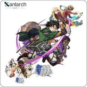 Ataque a Titan Shingeki No Kyojin Cartão de suporte de acrílico desenho animado ornamentos criativos decorativos anime personagem transparente transparente