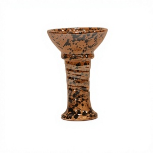 Auténtico Cachimbo de Cerámica Esmaltada Estilo Alemán Khalil Mamoon - Diseño Marrón con Puntos Negros - Product Image 1
