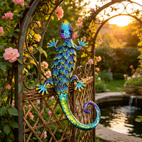 Özelleştirilebilir Şık Metal Gecko DUVAR Sanatı İç ve Dış Mekan Bahçe Çiti Ev İçin