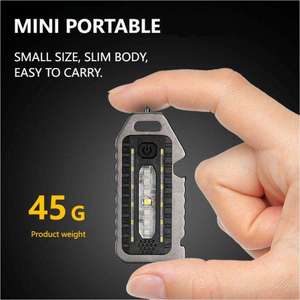 Super Bright Mini COB LED Flashlight Keychain with Emergency <b>Window</b> Breaker & Bottle Opener USB Rechargeable Outdoor Camping Wor - Product Image 2