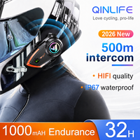 Intercom pour casque de moto 5.0, communication à deux personnes sur 800 m, appairage tiers, suppression du bruit CVC, IPX6, 1000 mAh