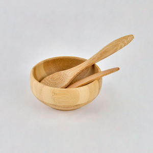 Bol mélangeur cosmétique en bambou écologique miniature en gros, petit bol mélangeur cosmétique personnalisé avec cuillère - Product Image 1