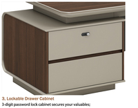 Bureau de direction avec plateau en noyer et structure en or champagne et chêne pour mobilier de bureau de PDG, vente en gros directe d'usine