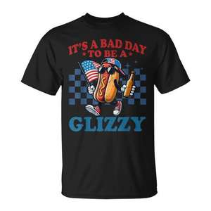 C'est une mauvaise journée pour être un t-shirt Glizzy du 4 juillet avec un motif hot-dog. - Product Image 1