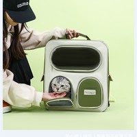 Carrito de Transporte para Mascotas con Ruedas de Dos Tonos, Asa Retráctil, Ventana Transparente, Múltiples Bolsillos de Almacenamiento, Maleta de Viaje con Ruedas para Gatos