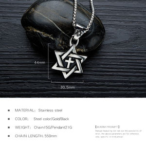 Pendentif medusa en acier inoxydable avec breloques en forme d'étoile, <span class=keywords><strong>collier</strong></span> <span class=keywords><strong>militaire</strong></span> hip hop pour <span class=keywords><strong>homme</strong></span>, bijoux - Product Image 4