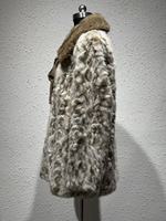 Manteau en fausse fourrure pour femme avec imprimé léopard, col en fausse fourrure amovible, détail nœud papillon, veste en fausse fourrure mi-longue pour l'hiver