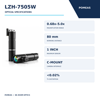 Objectif zoom 4K 0,68x-5,0x, distance de travail 80 mm, capteur 1 pouce, monture C pour inspection industrielle par vision artificielle LZH-7505W