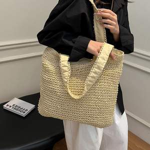 <span class=keywords><strong>Borsa</strong></span> Clutch Vintage Bohemio Extra Large con Design in Paglia, Chiusura a Cerniera, Fodera in Cotone, Colore <span class=keywords><strong>Fucsia</strong></span> - Product Image 2