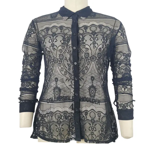BW-023 new fashion lace design beans decoration women's shirt and lady's slim top blouse