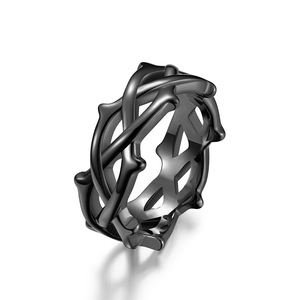 Bague gothique en acier inoxydable plaqué or pour homme Bague de mariage en forme de branche en titane de 9mm - Product Image 4