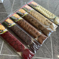Mèches à Tresser Synthétiques Yaki Jumbo Ombré pour Tresses Africaines au Crochet, 24 Pouces