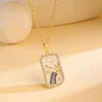 Collier Pendentif Signe Astrologique XL012 en Acier Inoxydable Bicolore avec Zircon Cubique Incrusté, Bijou Astrologique pour Filles, Cadeau de Fête