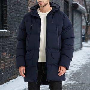 Veste parka imperméable et chaude pour homme, col montant, patchwork, coupe-vent, fermeture éclair, veste d'hiver unisexe, streetwear, personnalisable, à capuche, pour l'extérieur - Product Image 3