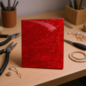 Red Pearl Acrylic <b>Sheet</b> 8x12in Glossy Eco-Friendly <b>Plastic</b> Panel Easy to cut for Jewelry Making Crafts Decorative - Product Image 5